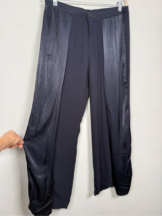Soft Surroundings Pants - Soft Surroundings Rue De Luxe Wide Leg Pants Navy Satin Accent size M